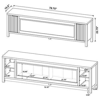 Alamitos - Electric Fireplace TV Stand With Flame Visualizer - Pine Wood