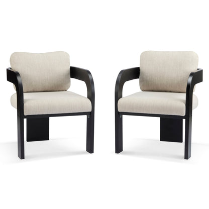 Dining Chairs & Pillow Back (Set of 2) - Beige / Black