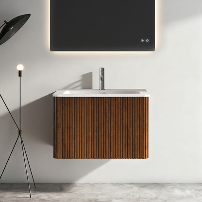 Etna - Striped Bathroom Vanity With Ceramic Sink, Wall Mounted Floating Bathroom Vanity For Modern Bathroom