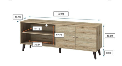 Amidon - TV Stand, With 2 Storage Shelves And 1 Cabinet