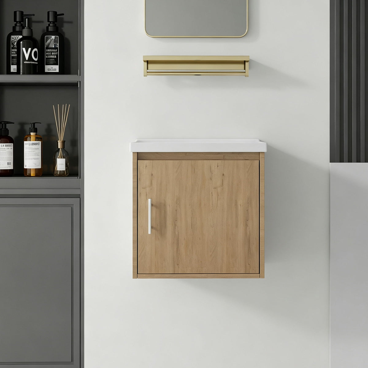Floating Bathroom Vanity Combo, Wall Mounted Cabinet With Sink & Soft Close Doors For Small Bathrooms