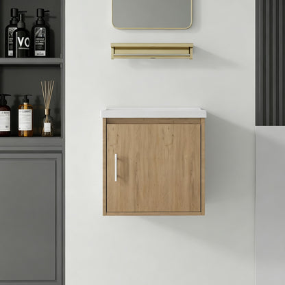 Floating Bathroom Vanity Combo, Wall Mounted Cabinet With Sink & Soft Close Doors For Small Bathrooms
