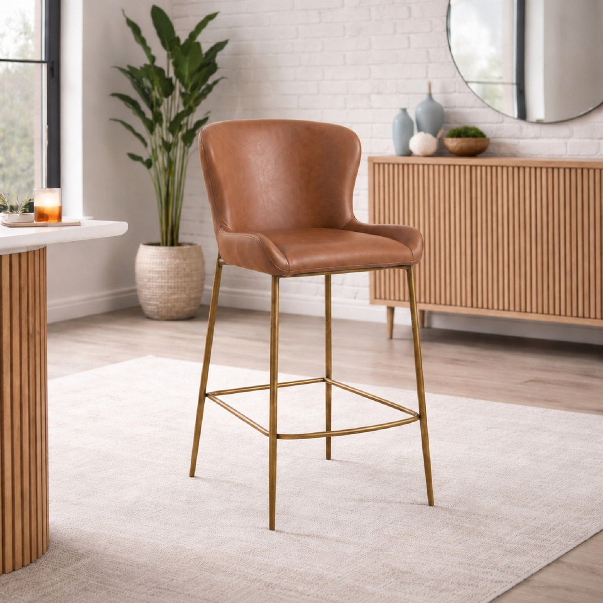 Modern Counter Stool With Upholstered Seat