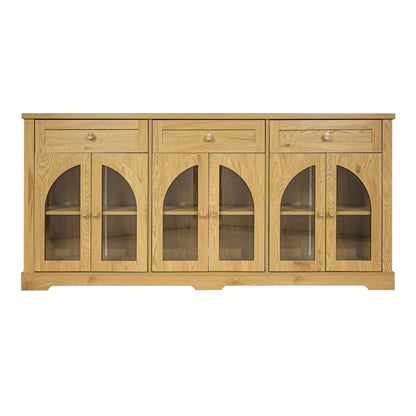 Sideboard Cabinet With 3 Drawers And 6 Arched Glass Doors