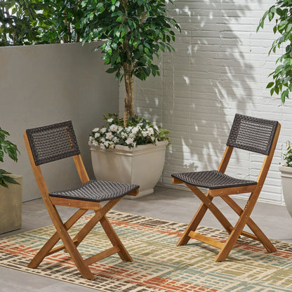 Bistro Foldable Chair With Wicker Backrest