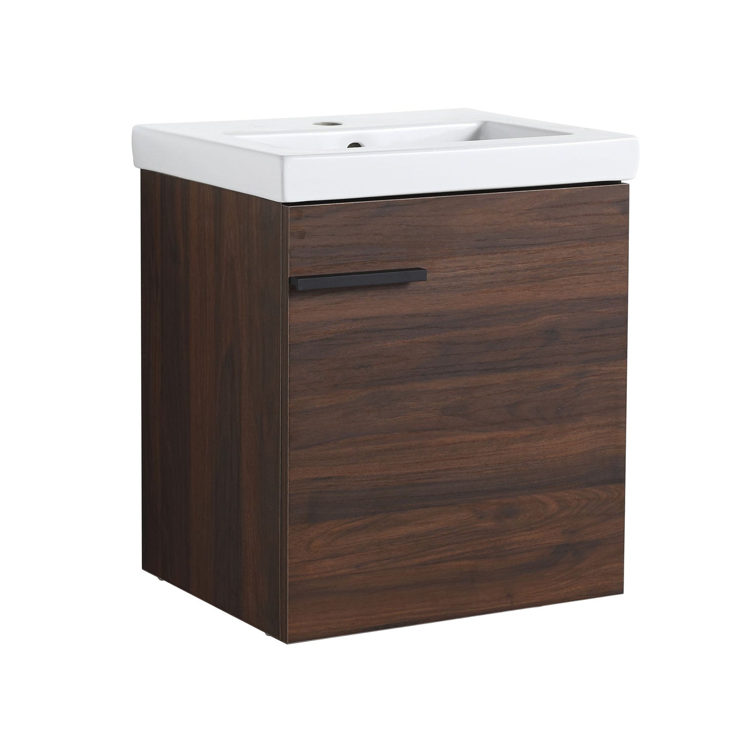 18" Wall Mounted Bathroom Vanity With Sink, Compact Vanity For Small Bathrooms - California Walnut