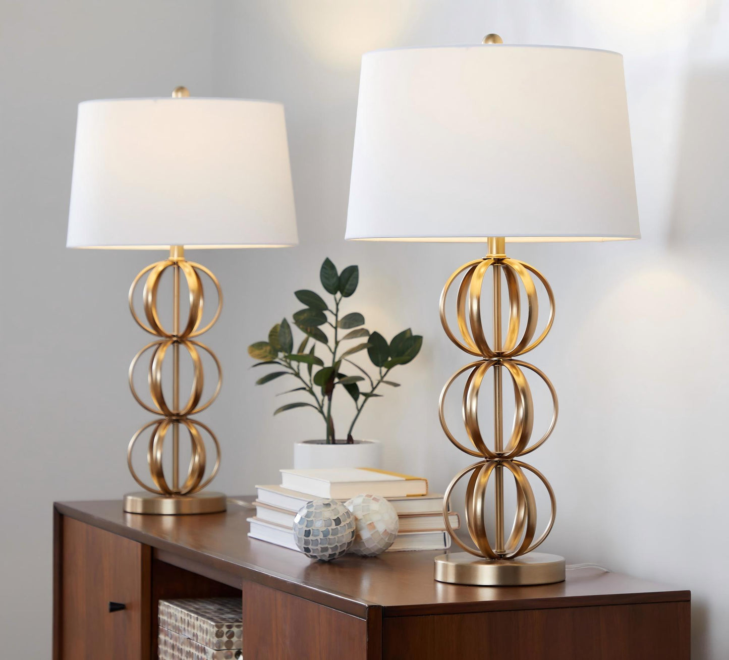 Linx - Contemporary Table Lamp (Set of 2) - Gold / White