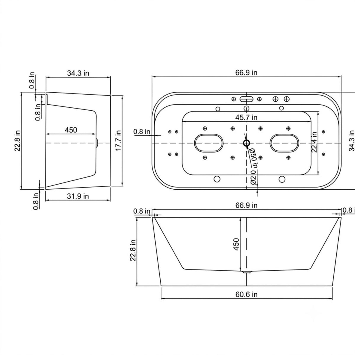 Serenity - Massage Bathtub With Whirlpool Massage, Bubble Bath, LED Air Jets And Hidden Waterfall - White