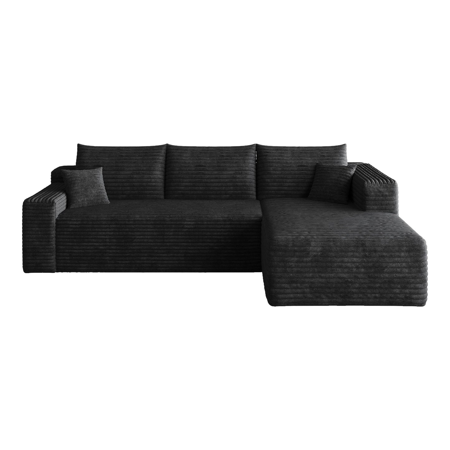 Cloud Sectional Sofa, Comfort U-Shaped Sofa For Living Room - Black