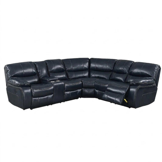 Power Motion Reclining Sectional Sofa With Console Cup Holders And USB Charging Port - Blue