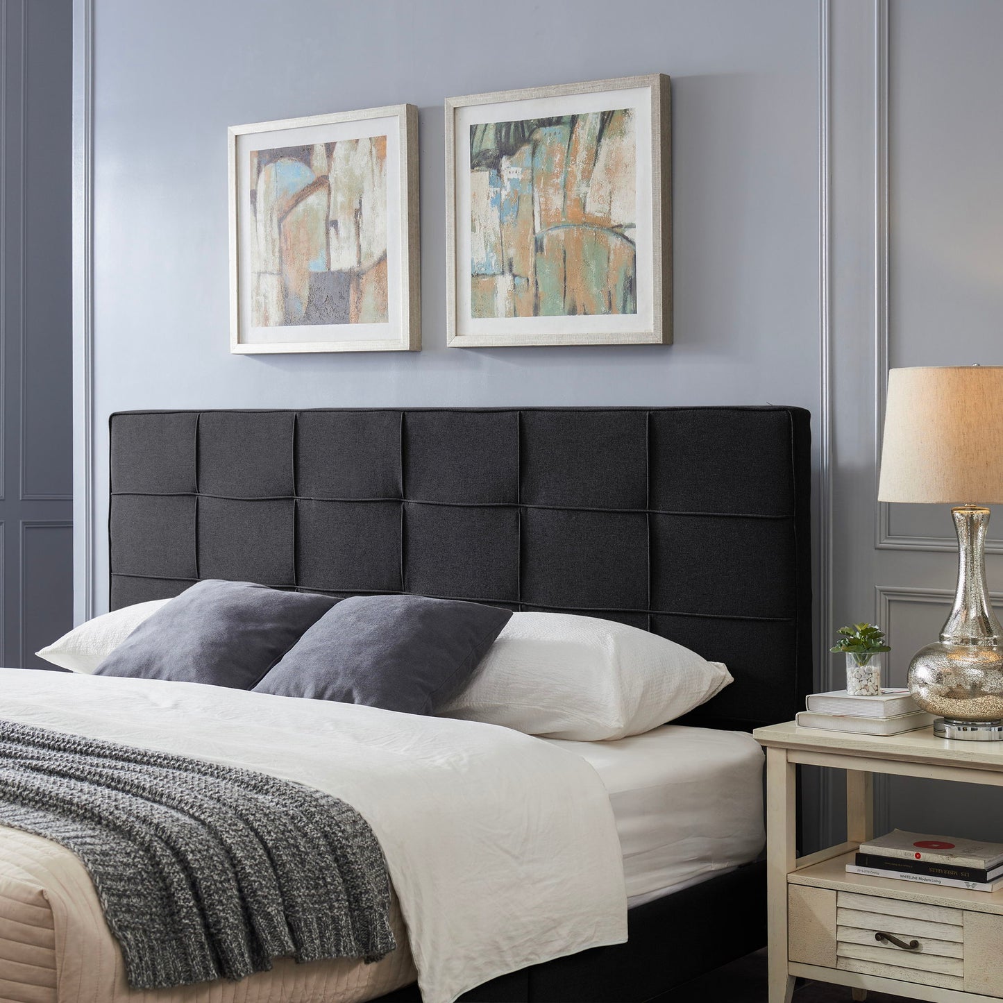 Marakesh - Contemporary Fabric Upholstered King / California King Headboard - Black