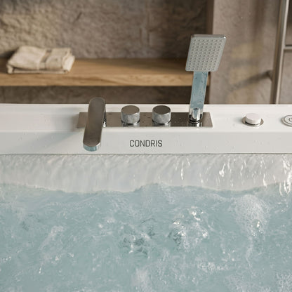Serenity - Massage Bathtub With Whirlpool Massage, Bubble Bath, LED Air Jets And Hidden Waterfall - White