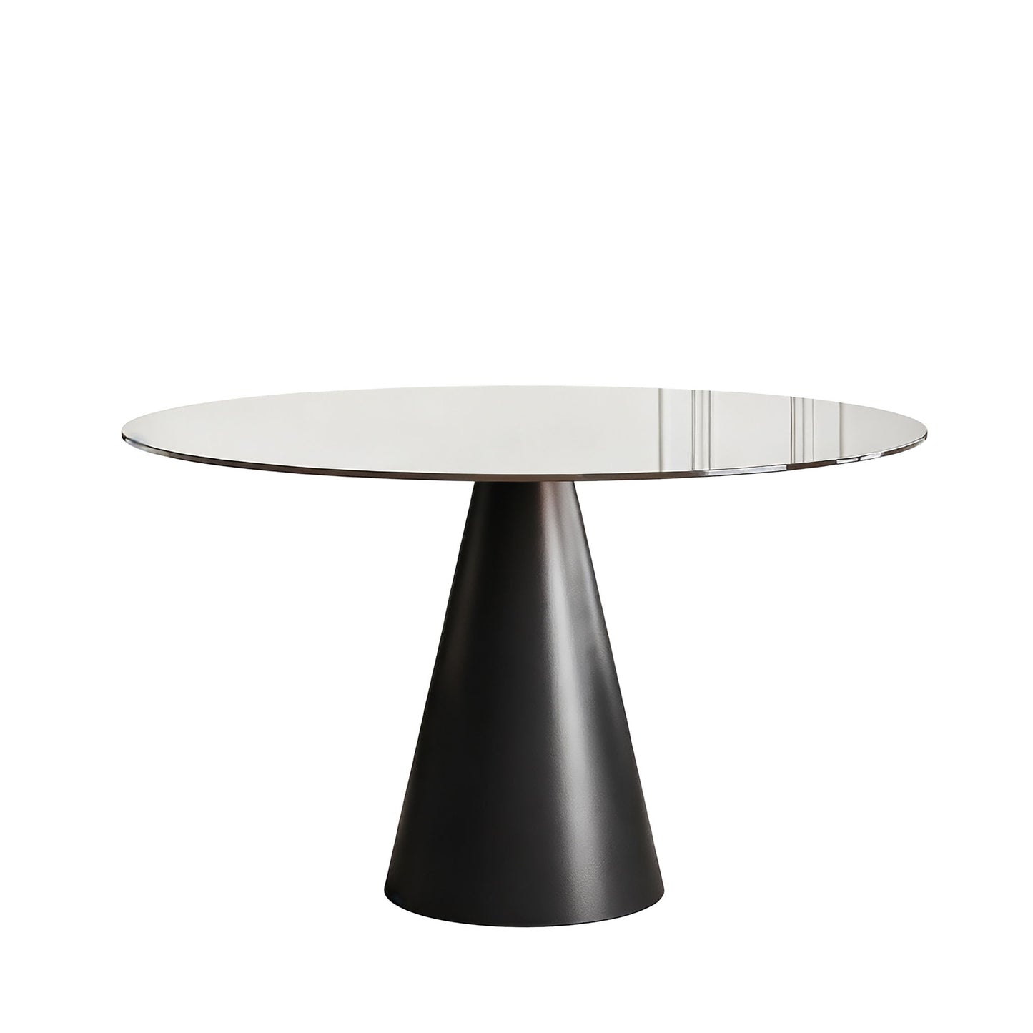 Round Dining Table & Glass Top - Black / Brown
