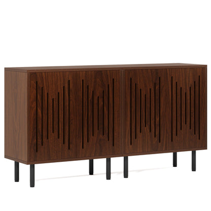 Buffet Sideboard Cabinets With Adjustable Shelves For Dining Room (Set of 2) - Dark Brown