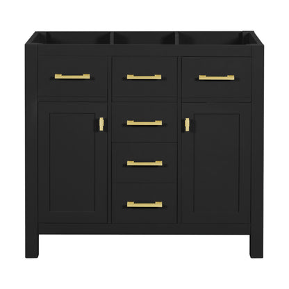Freestanding Bathroom Vanity With 4 Drawers & 2 Cabinets, Frame Storage Cabinet Only