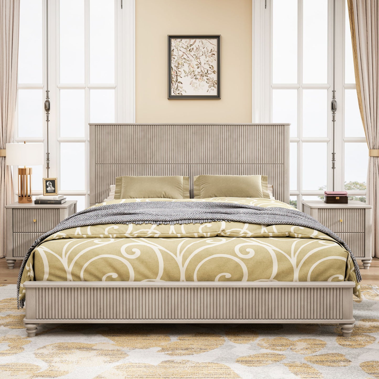 3 Piece Bedroom Set With Bed And 2 Nightstands