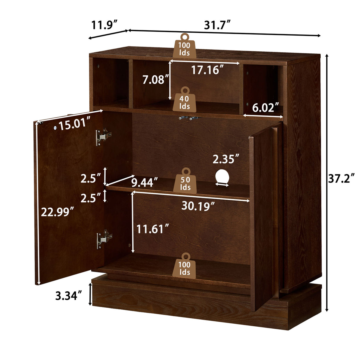 Fluted Sideboard Buffet Cabinet With 2 Doors And Adjustable Shelf, Storage Cabinet For Entryway