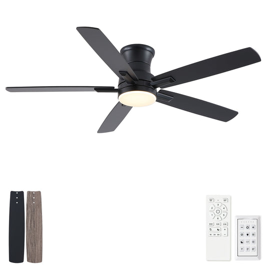 Mordern Flush Mount Ceiling Fan With Light And Remote Control