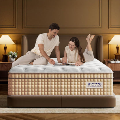 Snooze Mattress Company Glacier - 14" Euro Top Medium Firm Hybrid Mattress With Independently Encased Coils & Gel Memory Foam