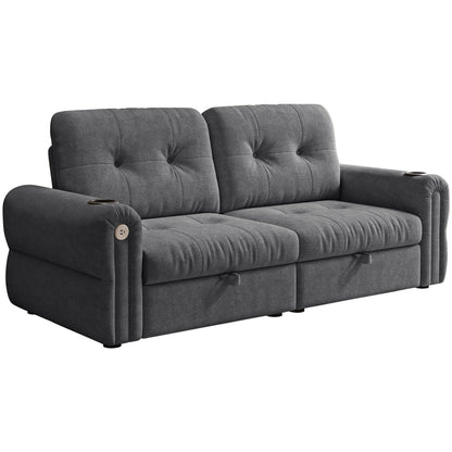 2 In 1 Convertible Sofa Bed For Living Room - Dark Gray - Fabric