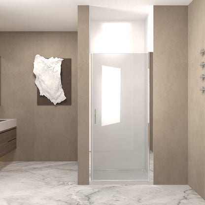 Shower Door With Explosion Proof Safety Film, Half Frame Design - Brushed Nickel