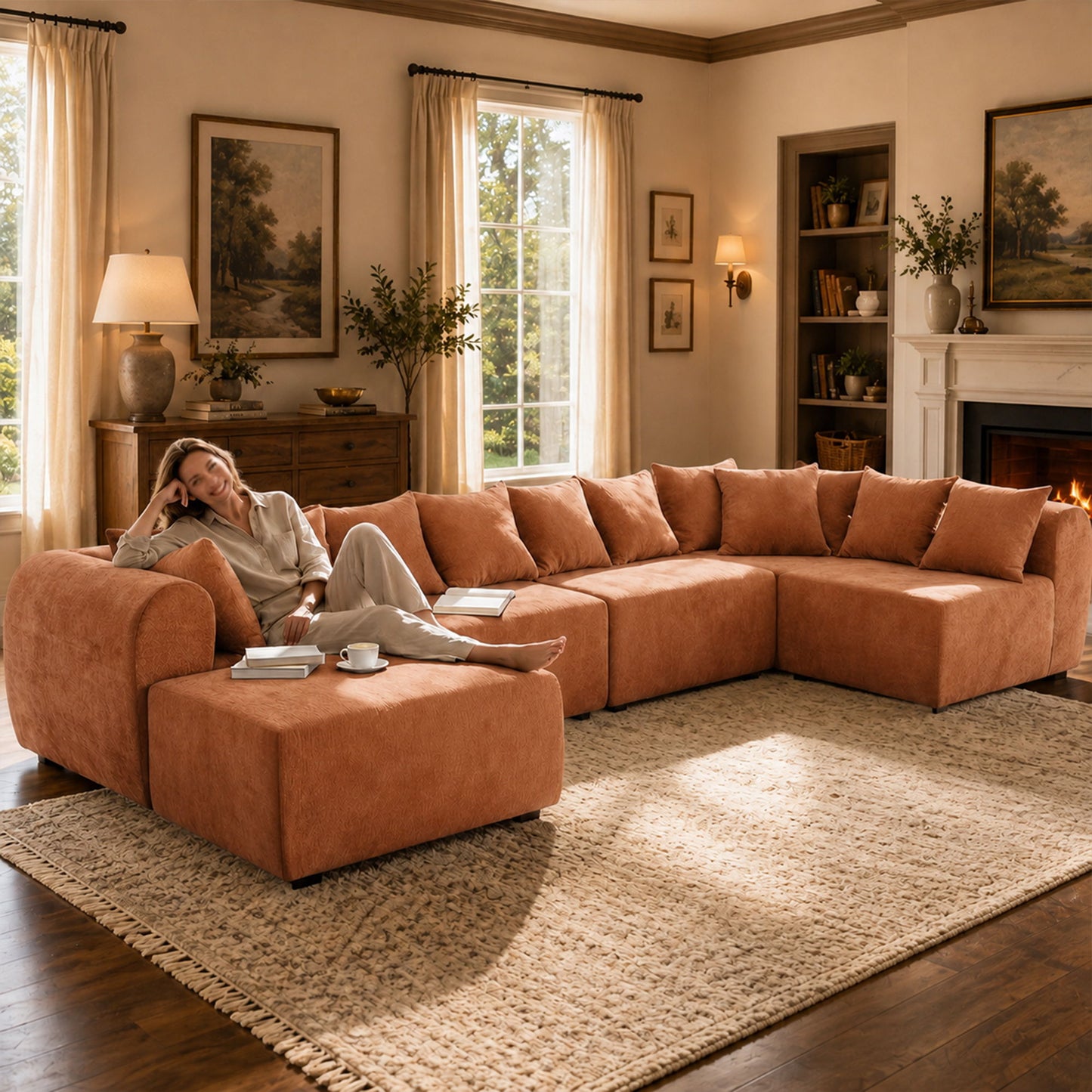 8 Seater U-Shaped Couch With Ottoman