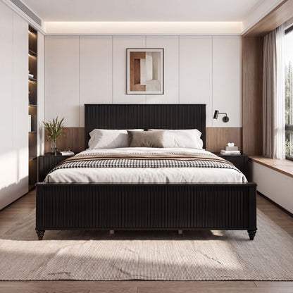 Fluted Platform Bed Frame, No Box Spring Needed