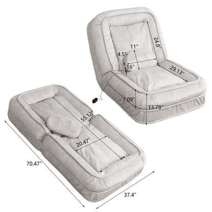 Upholstered Human Dog Bed And Pets, Bean Bag Floor Sofa With Massage Pillow, 5 Adjustable Positions & 2 Soft Pillows