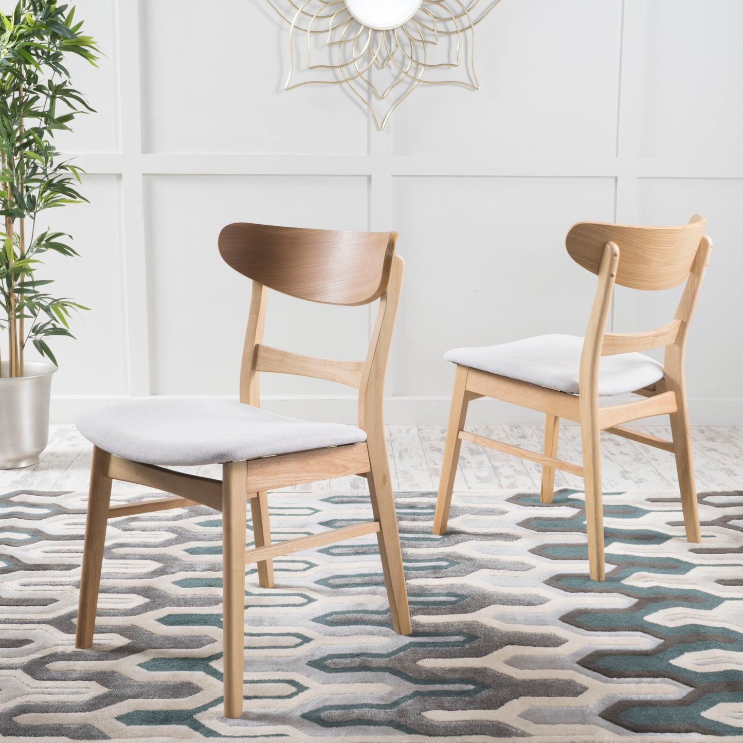 Mid Century Modern Dining Chair With Upholstered Seat And Wood Frame