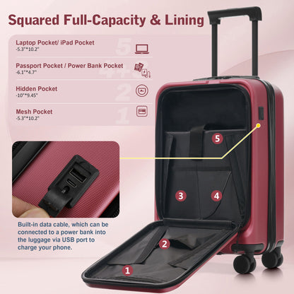 Hardside Luggage Set 5 Piece With Front Opening