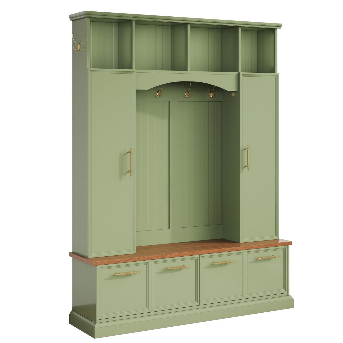 Elegant Hall Tree With Hooks & Handles