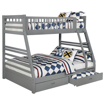 Keira - 2 Drawer Twin Over Full Bunk Bed - Gray