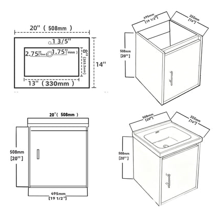 20" Floating Bathroom Vanity Combo With Wall Cabinet, Ceramic Sink & Soft Close Doors - White