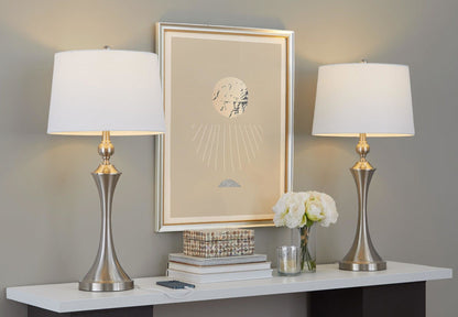 Flint - Contemporary Table Lamp Built In USB Port (Set of 2)
