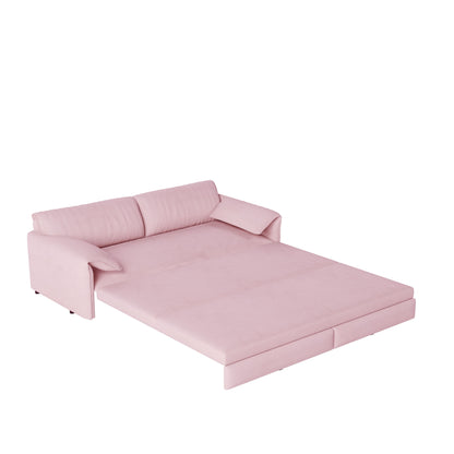 Pull Out 3 In 1 Convertible Sleeper Sofa With Side Storage, Multi Functional