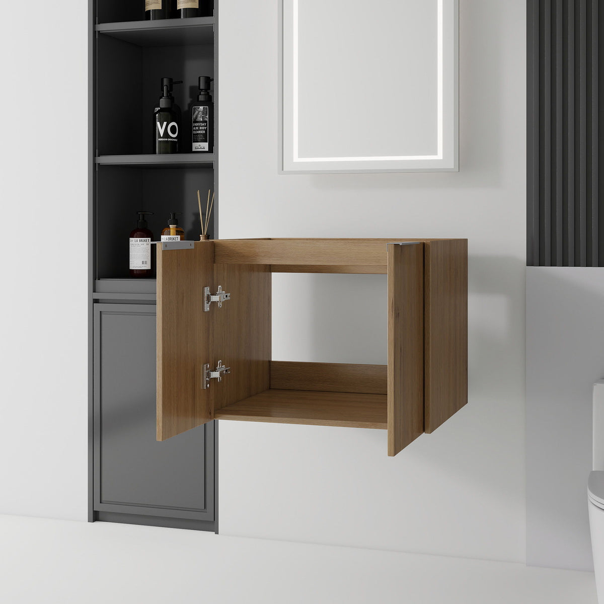 Floating Bathroom Vanity Cabinet With Soft Close Double Doors, Spacious Interior Storage, Wall Mounted, Cabinet Only