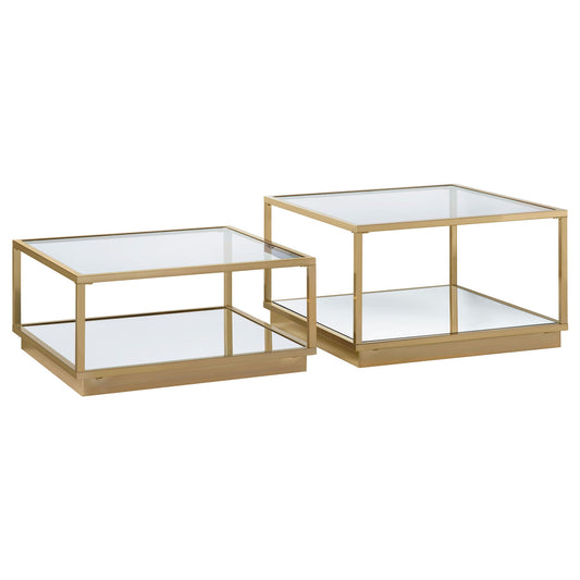 Emeline - 2 Piece Coffee Table Set - Brushed Brass