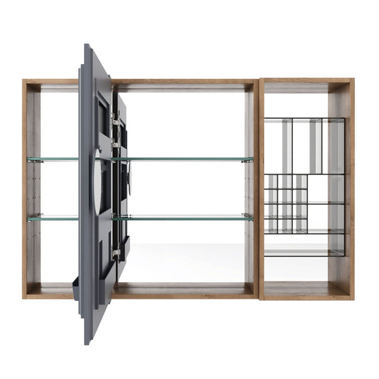 Wall Mounted Bathroom Mirror Cabinet, Adjustable Shelves - Imitative Oak