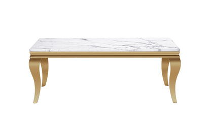 Marble Printed Rectangular Table, Stainless Steel Legs