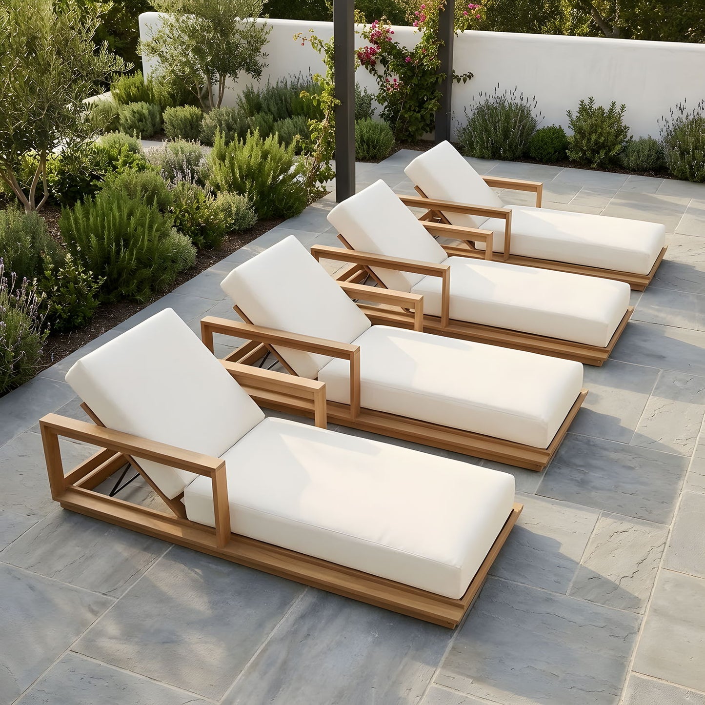 Modern Sunlounger With 5 Position Adjustable Backrest