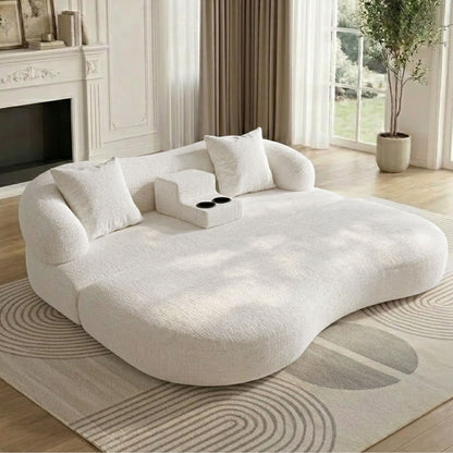 2 In 1 Convertible Sleeper Sofa Bed With Cup Holders