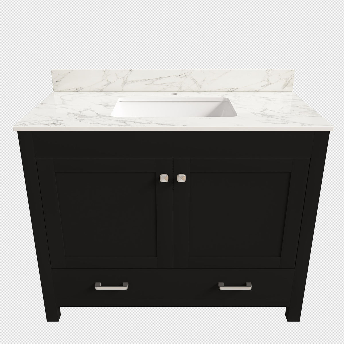 Bathroom Vanity Set, Cabinet With Doors & Drawers, Single Faucet Hole - Black
