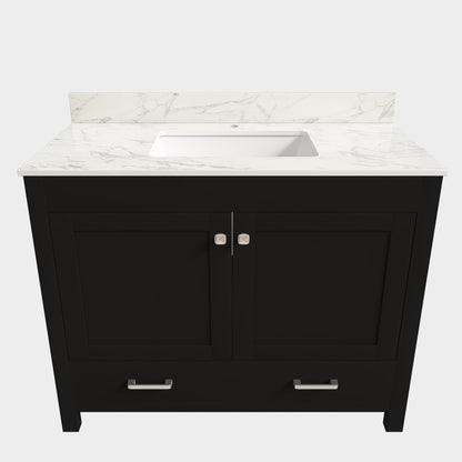 Bathroom Vanity Set, Cabinet With Doors & Drawers, Single Faucet Hole - Black