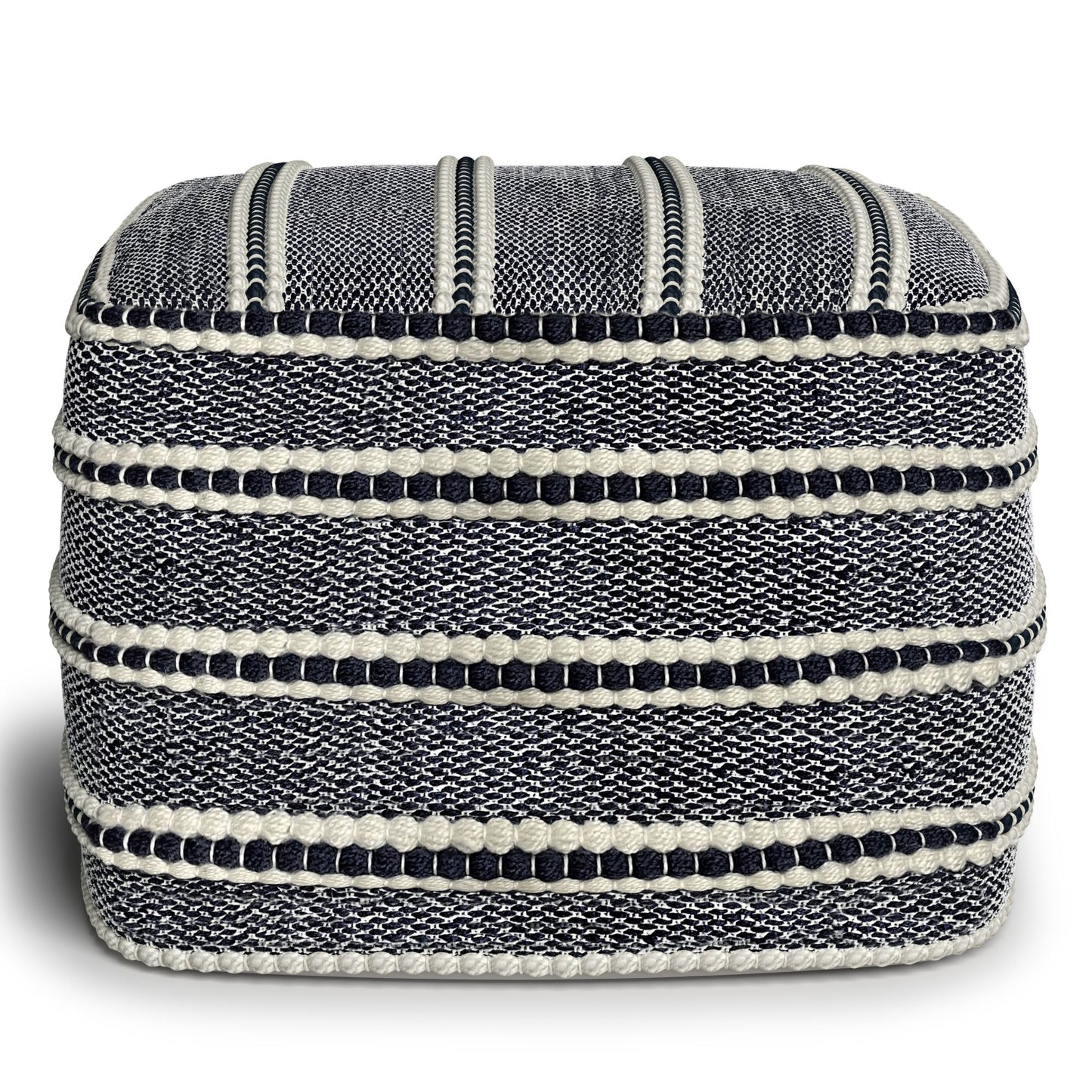 Corrie - Square Outdoor / Indoor Pouf - Navy / White