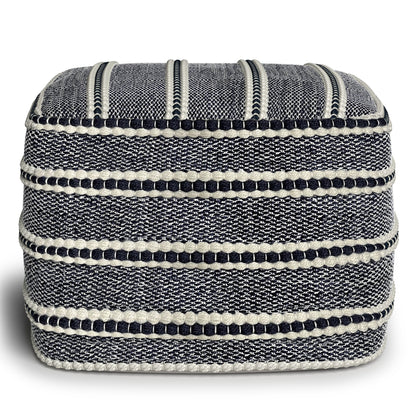 Corrie - Square Outdoor / Indoor Pouf - Navy / White