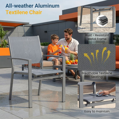 Outdoor Patio Chairs, Ergonomic (Set of 6) - Gray
