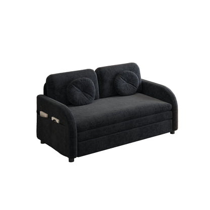 Upholstered Pull Out Couch With Side Pocket & USB Port