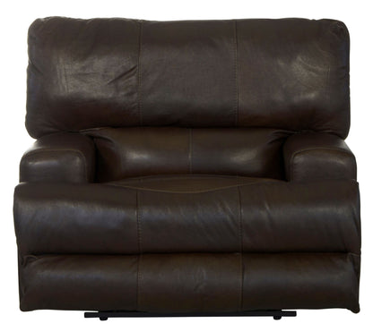 Wembley - Italian Leather Match Power Lay Flat Recliner With Power Adjustable Headrest - Chocolate