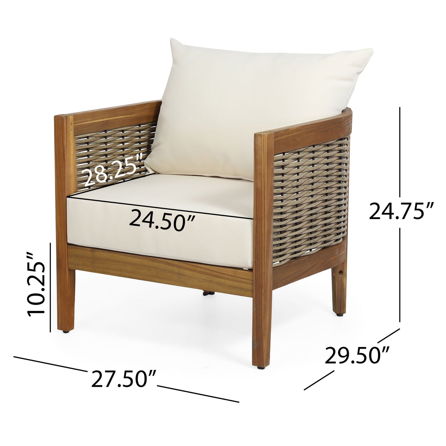 Outdoor Acacia Wood Club Chairs With Cushions
