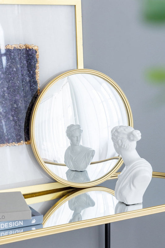 Round Mirror, Circle Mirror With Iron Frame For Living Room Bedroom Vanity Entryway Hallway